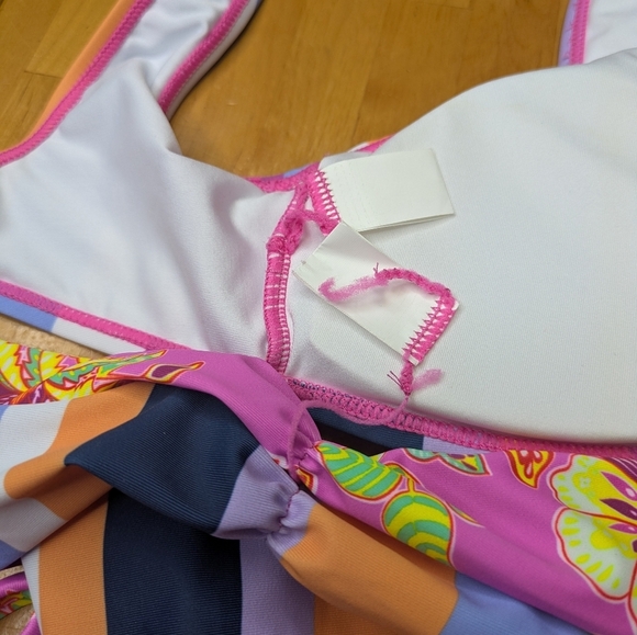Reversible Festival Vibes Striped Floral Bikini Set Size S NWOT - Picture 10 of 10